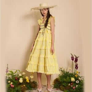 Sister Jane Flutter Gingham Maxi Dress In Mimosa